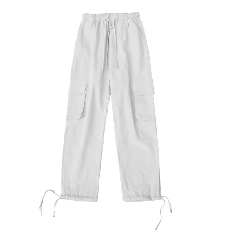 

S-6XL!!Men's summer 2019 cotton and linen cargo casual pants with large pockets