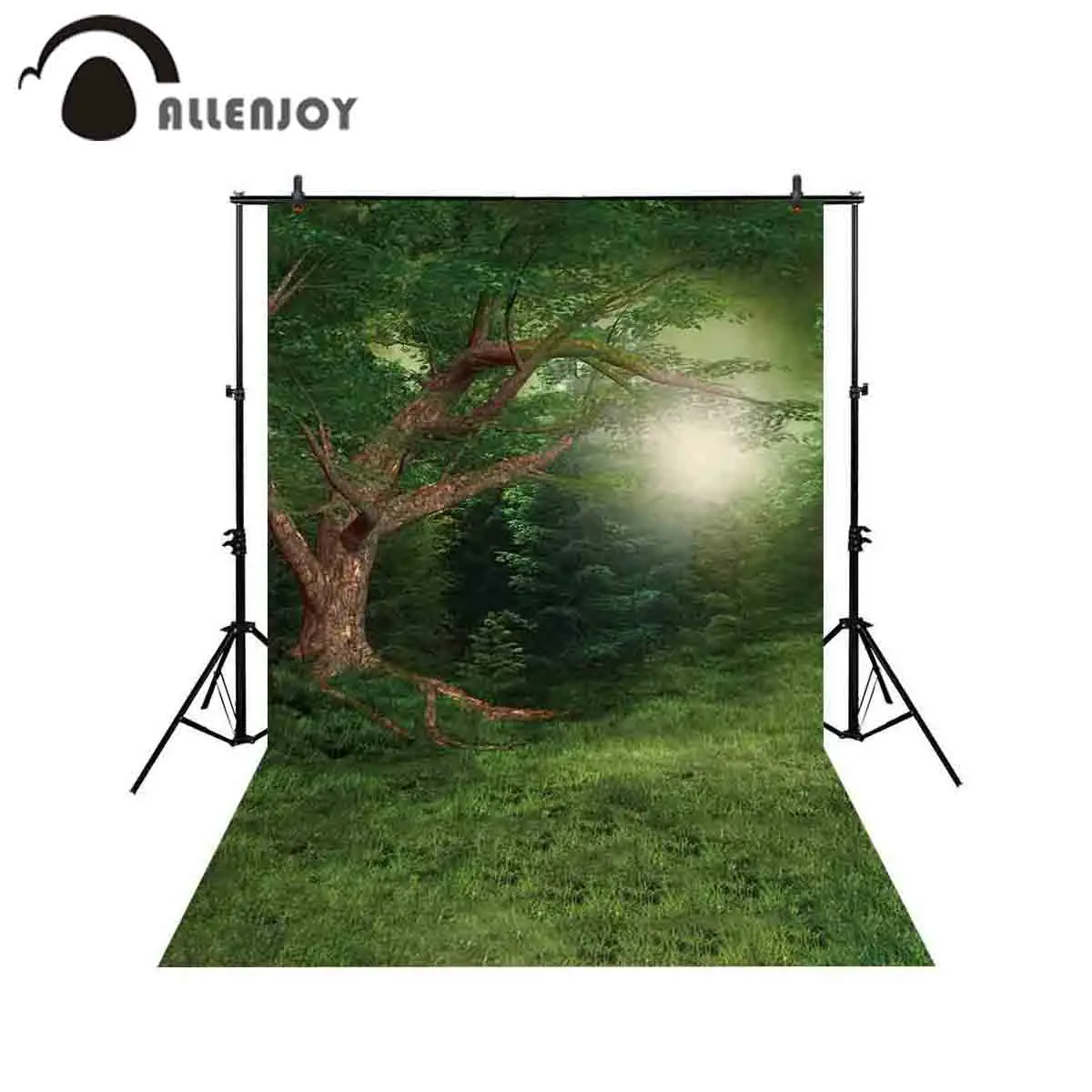 

Allenjoy Профессиональный фон для фотосъемки рассвет зеленый лес возвышающееся дерево пышная лужайка летний фон для фотосъемки