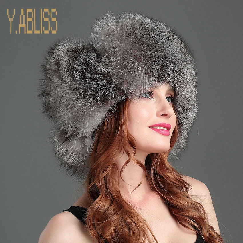 Унисекс всего Фокс Мех животных шапка ушанка пушистый Шапки ушанки для женщин с