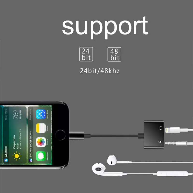 Allvcover 4 в 1 зарядки аудио для адаптера молнии металлический корпус iphone 7 8 plus X iOS