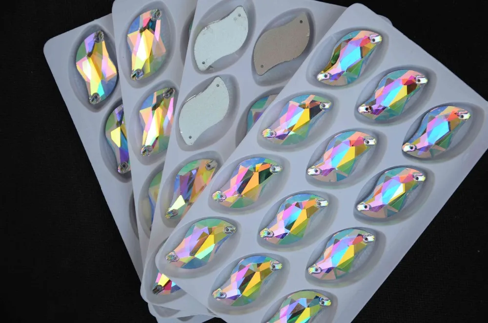 Пришивные камни в форме кристалла всех размеров блестящий прозрачный АБС с