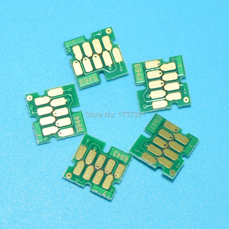 5 комплектов t6941 T6941 T6945 одноразового использования картридж чип для Epson Sure Цвет T5070