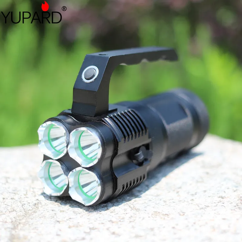 

Яркий портативный фонарь yupard 4 * XM-L T6, светодиодный прожсветильник, фонарик с перезаряжаемой батареей 18650
