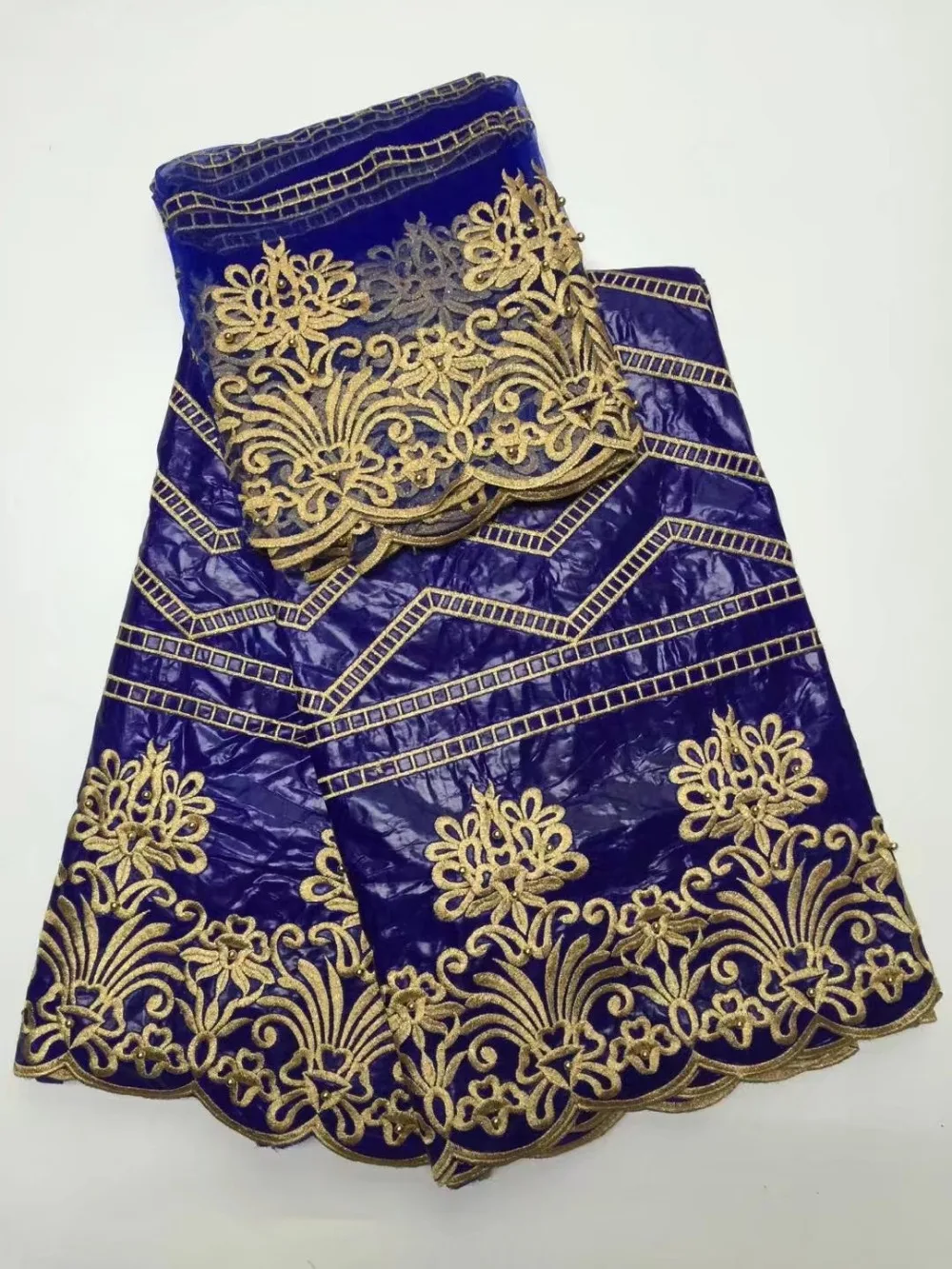 

Blesing cheap african bazin riche fabrics with beads Brocade Fabric african bazin riche getzner with 2yards lace in coffee
