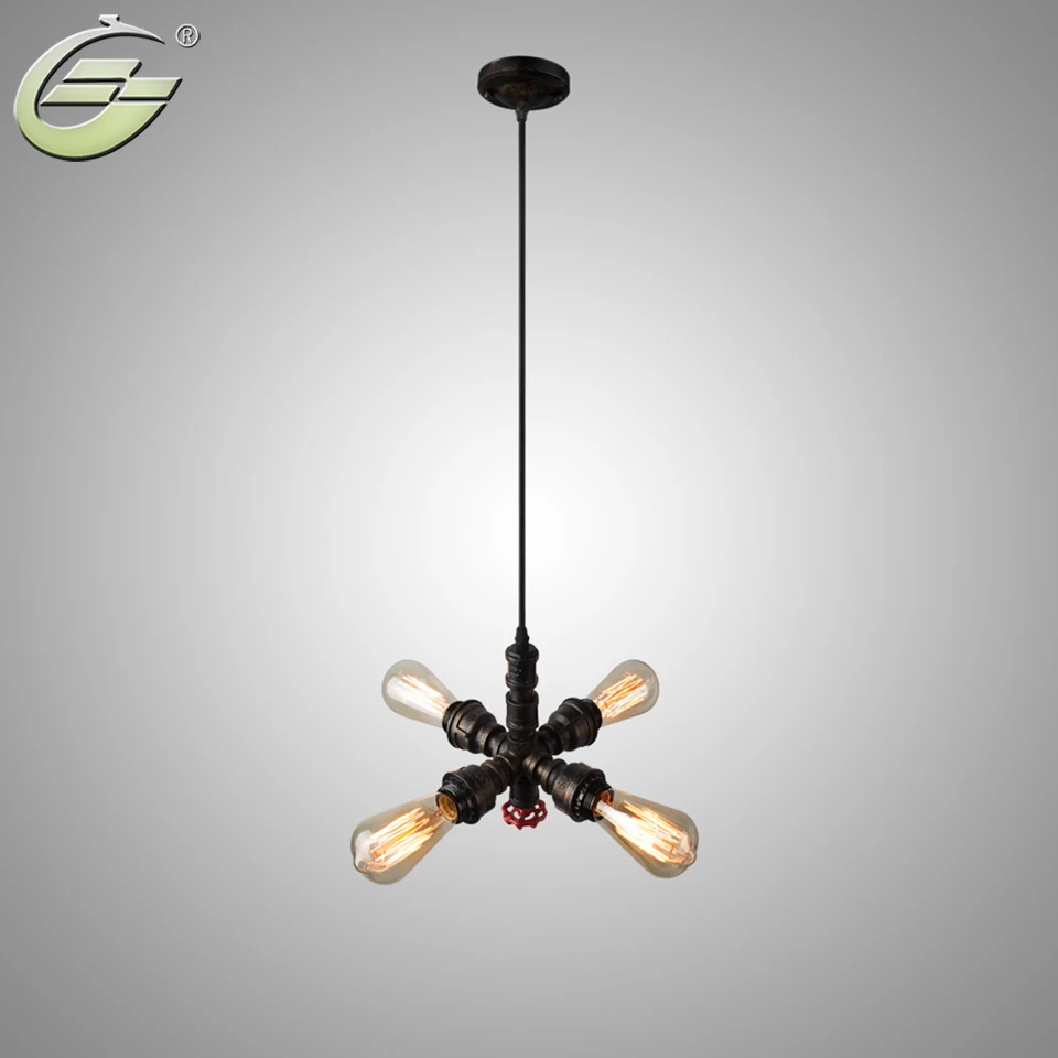 Промышленная Подвесная лампа с 4 головками железная коричневая потолочная E27