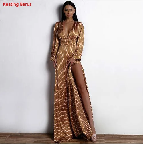Женское платье в мелкий горошек Keating Berus элегантное пол с глубоким v образным