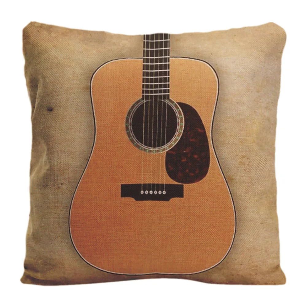Разноцветный чехол для подушки с рисунком гитары декоративная подушка