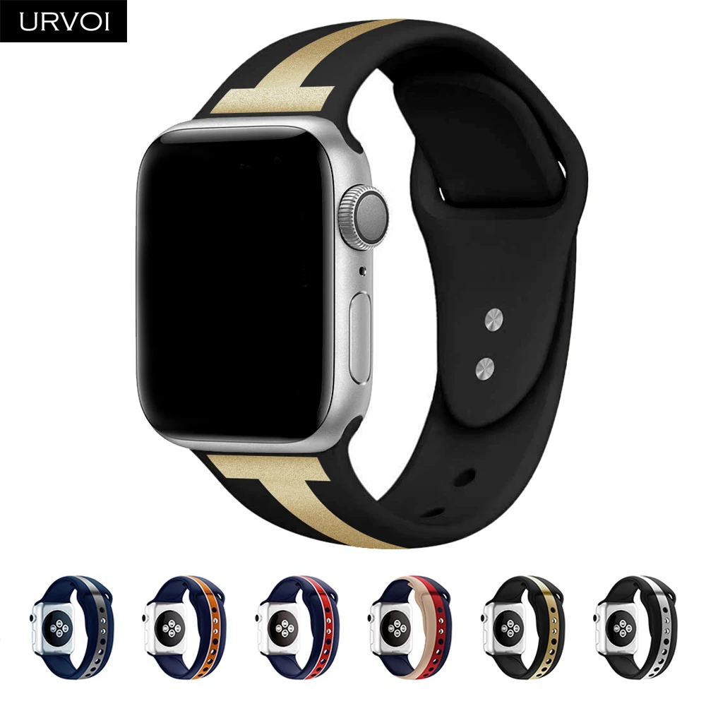 URVOI силиконовой лентой для apple watch серии 4 3 2 ремешок iwatch спортивный с pin и tuck