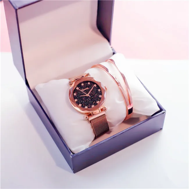 ins Hot Luxury Brand Lady Crystal Quartz Watch Magnet Buckle Women Dress Fashion Steel Mesh Belt Female Wristwatch New | Наручные часы