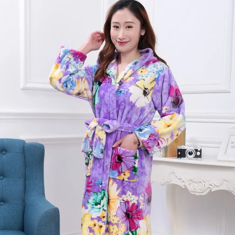 StyleL Халат из кораллового флиса, ночная рубашка, халаты, женские осенне-зимние пижамы, домашняя одежда для мужчин, с длинным рукавом, мягкая теплая Толстая Пижама H5625 - Цвет: StyleL