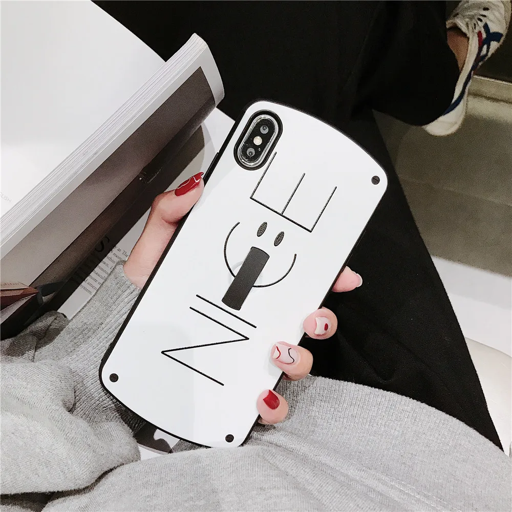 Красивый простой чехол со смайликом для iphone 11 pro max 7 8 6s Plus iphone XS MAX XR Силиконовое кольцо чехол для телефона s Hide Stand Роскошный чехол для телефона