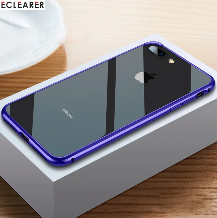 Фиолетовый Для iPhone 7 8/Plus бампер рамка роскошный покрытый Алюминиевый металлический телефон бампер чехол для iPhone 8 7 6 6s/Plus противоударный жесткий чехол - Цвет: Фиолетовый