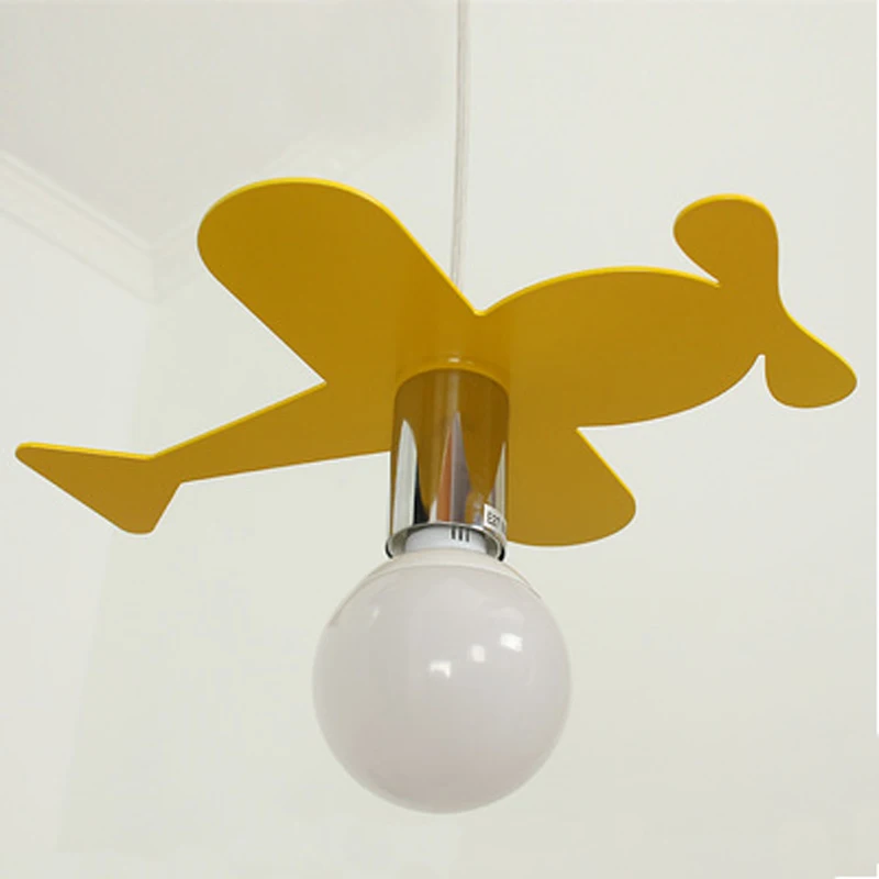 Современная мультяшная цветная металлическая Подвесная лампа E27 простой самолёт