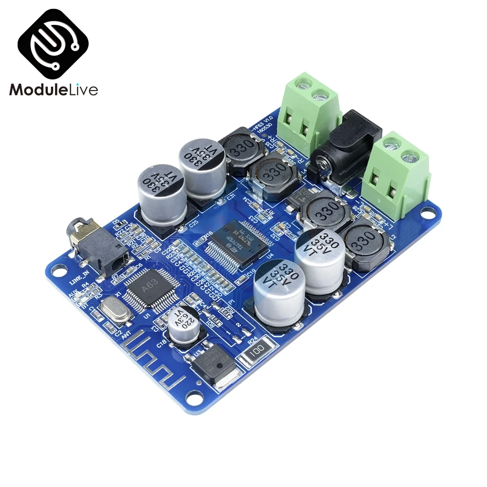 Плата усилителя мощности TDA7492P с Bluetooth V2.1 плата двухканальным AUX модулем 2X25 Вт
