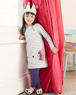 Stylish Kids Children Girls Clothes Dresses Birthday Gifts Party Long Sleeved Shirt A-line Striped Cotton Dress 2 3 4 5 6 7 Year | Мать и