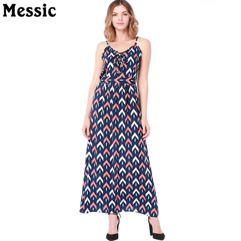 Messic Boho печати спинки Туника ремень платье Для женщин Лето 2018 В Neck Swing Макси