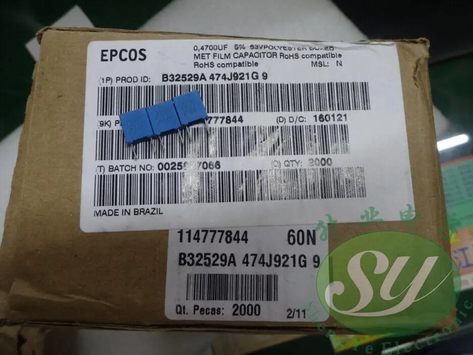 

2019 hot sale 20PCS/50PCS EPCOS 0.47uf/63v 470nf u47 474 The new 5mm film capacitor B32529A474J921 free shipping