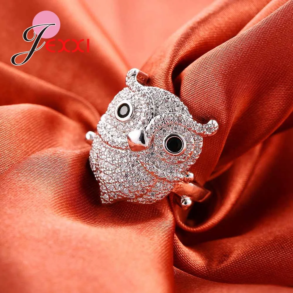 Женское кольцо с фианитом из серебра 925 пробы|crystal rings for women|owl ringcrystal ring |