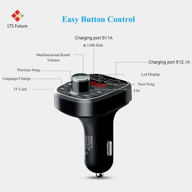 Multi Функция громкой связи Bluetooth Car Kit MP3 fm передатчик аудио плеер 2 Dual USB Порты и