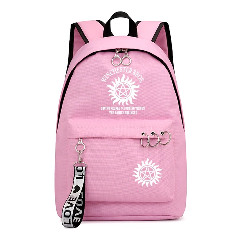 Supernatural Bagpack Сверхъестественный рюкзак Sac A Dos Femme черный розовый рюкзаки модные школьные сумки для девочек-подростков Mochila рюкзак для путешествий - Цвет: Supernatural Bagpack
