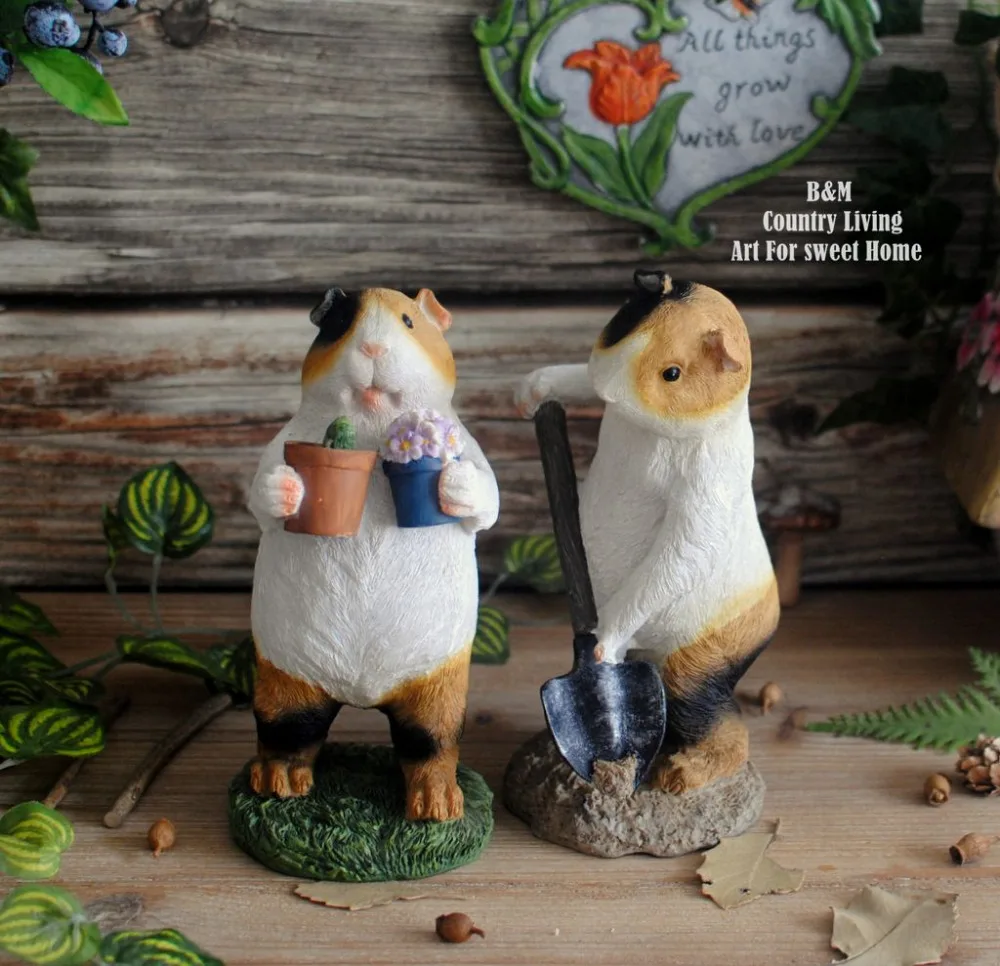 

SET Rural cute Resin lovely guinea pigs Garden yard balcony is landscaped Home decoration and furnishing resin handicraft