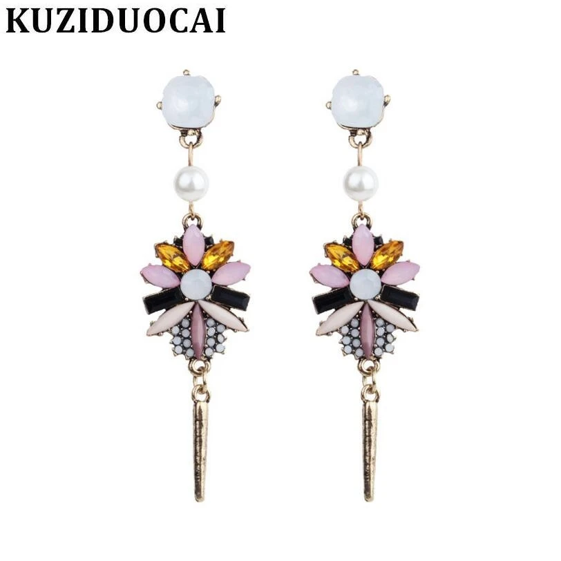 Женские серьги гвоздики Kuziduocai винтажные с бронзовым жемчугом цветком и