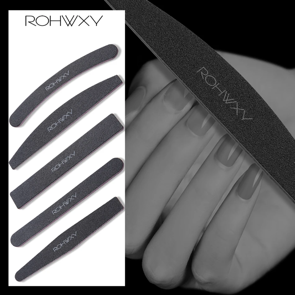 ROHWXY 5 шт. профессиональная черная наждачная бумага пилка для ногтей шлифовальный