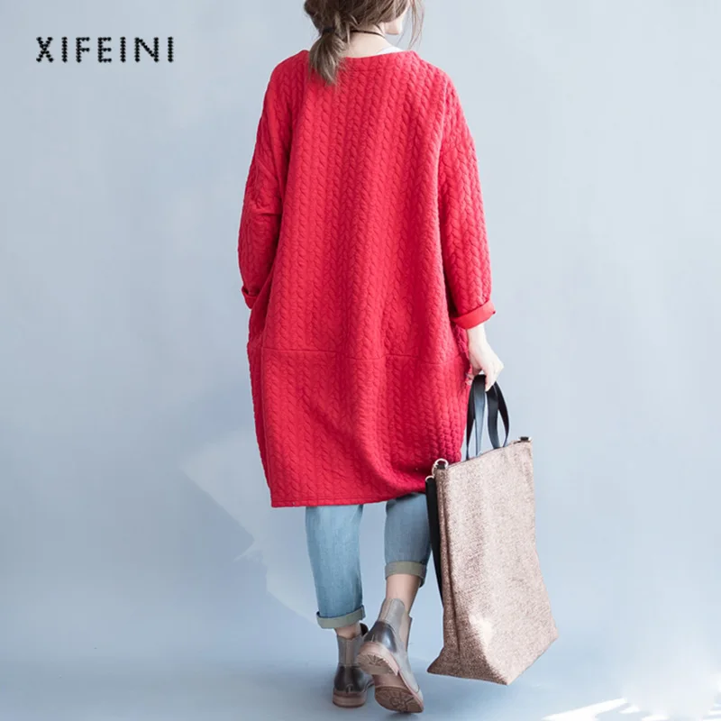 XIFEINI Осень корейский стиль Свободное платье женский Harajuku одежда с длинным