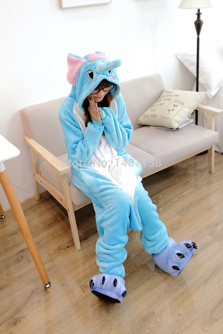Кигуруми дизайн пижамы для взрослых животных Onesie Милая Фланелевая пижама Слоник