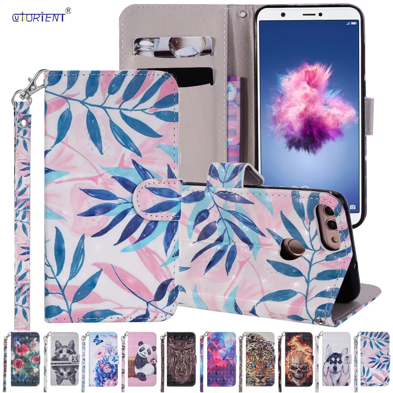 Чехол с откидной крышкой для Huawei Enjoy 7 S чехол бумажник P smart FIG LX1 3D телефона
