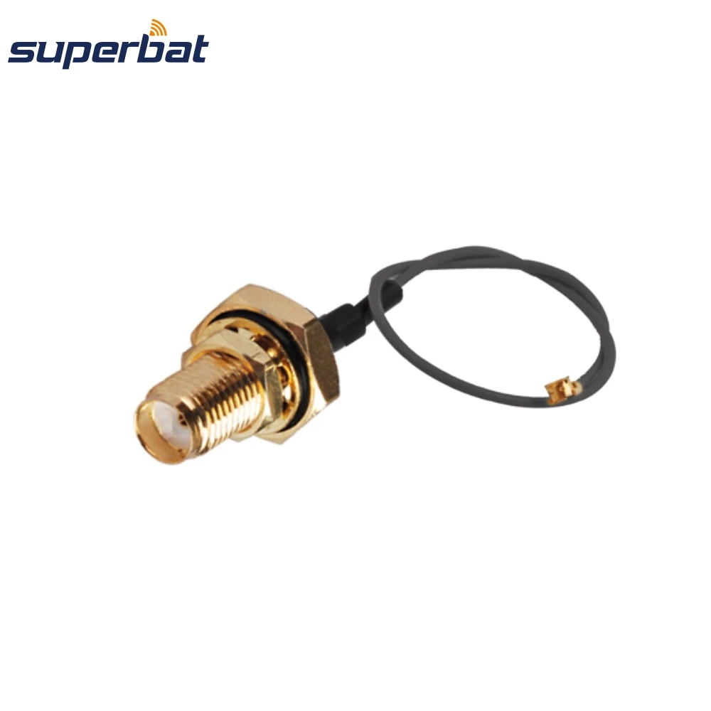 Superbat Pigtail Cable SMA Bulkhead Jack with O-ring to IPX/UFL Right Angle Female Antenna Feeder Cable Assembly Cable 1.37 15cm