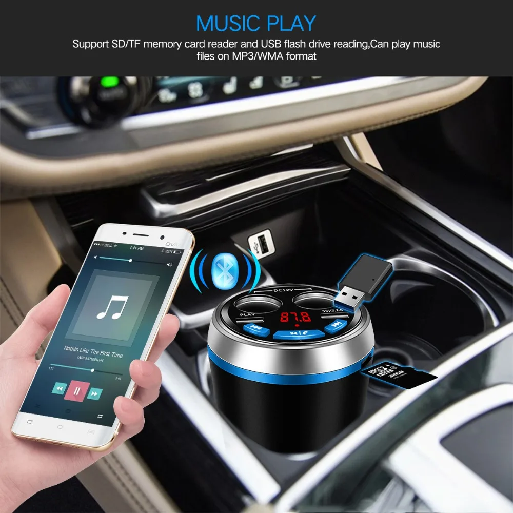 SMALL-EYE Multifunction Car Bluetooth Auto FM Trasmettitore double USB Charger Cup Cigarette Lighter Splitter Power | Автомобили и