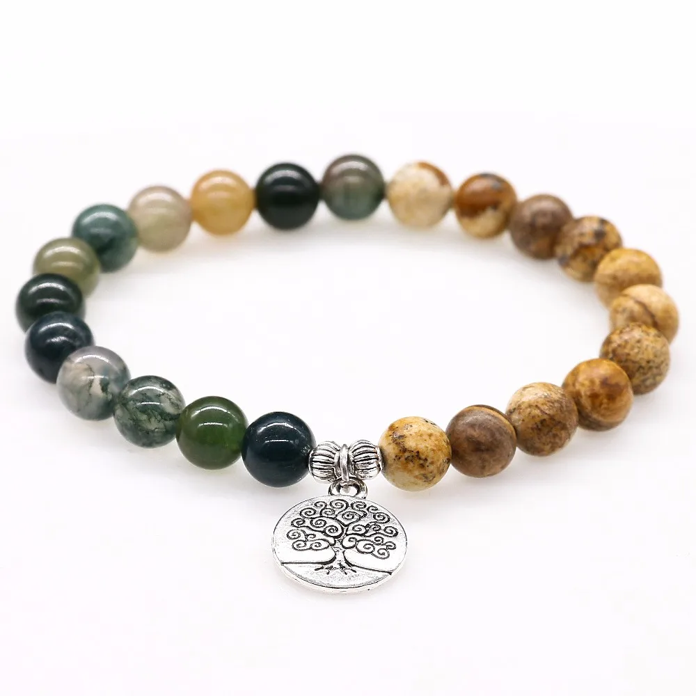 8 мм изображение камня с индийским ониксом реальное дерево подвеска каменные