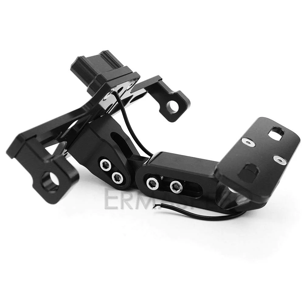 Черный держатель номерного знака для мотоцикла с LED-освещением из алюминия CNC для аксессуаров Moto Dirt Bike Motorbike.