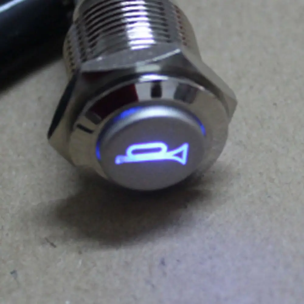 EE support 12V 16mm Blue LED Momentary Horn Button Metal Push Switch Lighted Universal Car Styling | Автомобили и мотоциклы