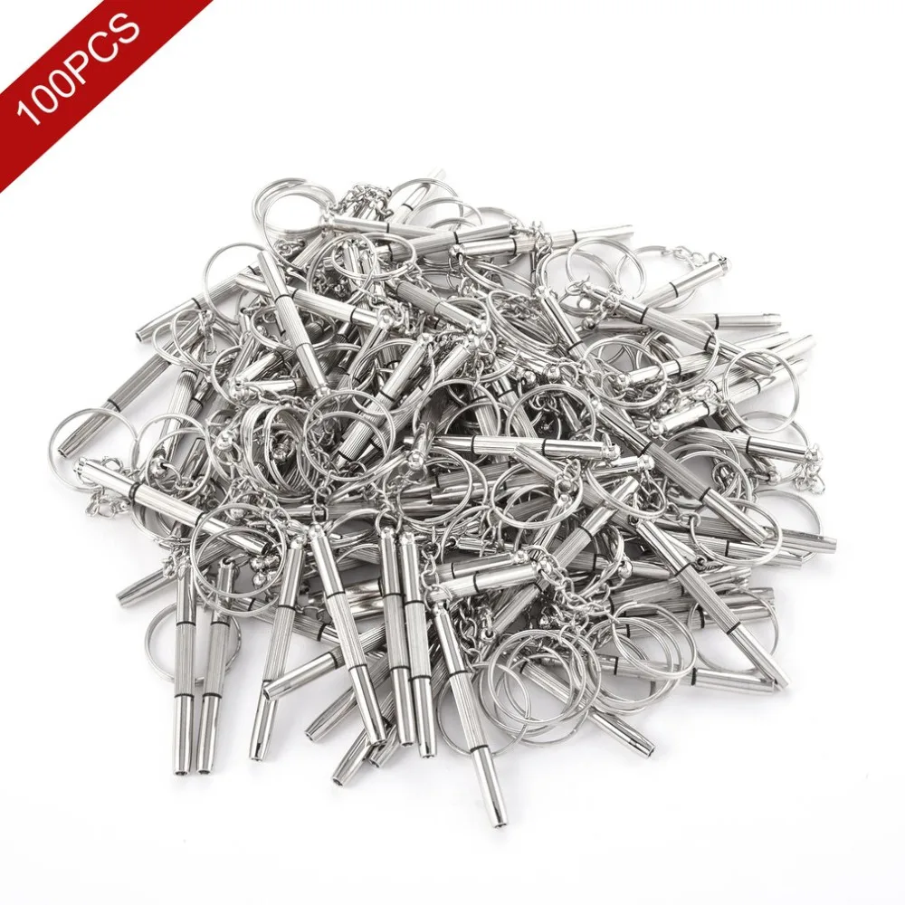 100pcs/pack 3 in 1 Eyeglass Screwdriver Sunglass Glasses Watch Repair Tool Kit with Keychain Portable Wholesale | Инструменты