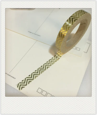 Высококачественная бумажная Васи-лента Gloden 7,5 мм * 10 м/Маскировочная бумажная лента с золотистой волной
