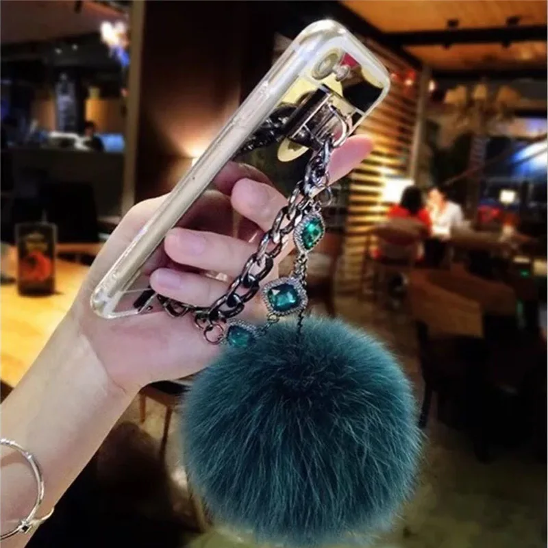 Для huawei P20 Plus P10 selfie P smart mate 10 lite Pro Стразы зеркальная цепочка браслет лиса меховой