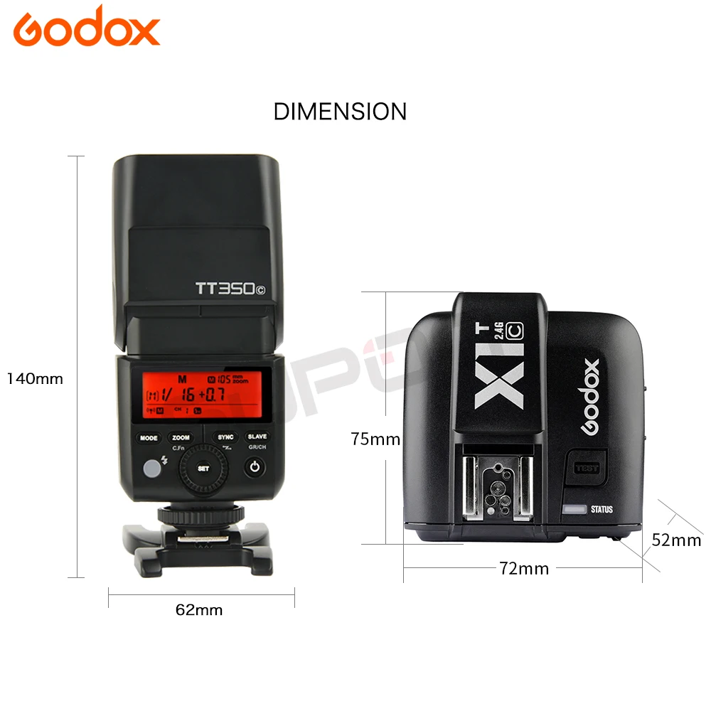 Вспышка GODOX TT350C Беспроводная вспышка Speedlite HSS 2 4G 1/8000s TTL + фотопередатчик для