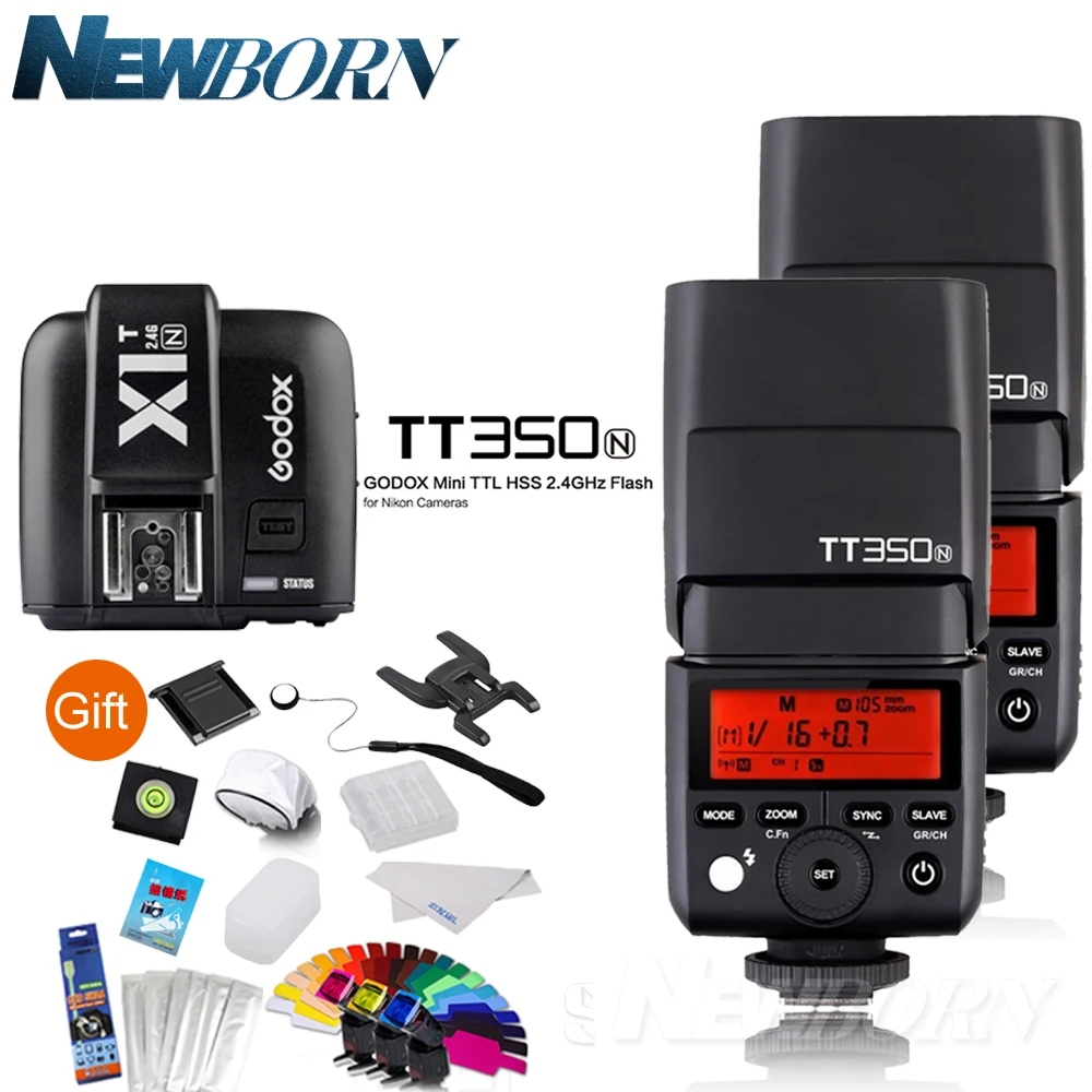

2*Godox TT350N 2.4G HSS 1/8000s i-TTL GN36 Camera Flash Speedlite + X1T-N Transmitter for Nikon D3100 D3000 D810a D750 D610