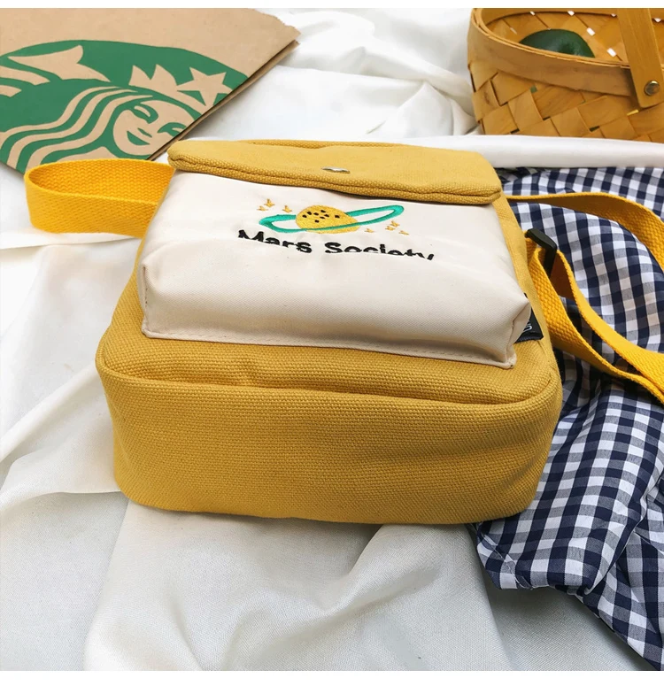 

Fashion Unisex Handbags Embroidery Women Retro Canvas Panelled Shoulder Messenger Bags Crossbody Hip hop Bucket Bag Crossbody