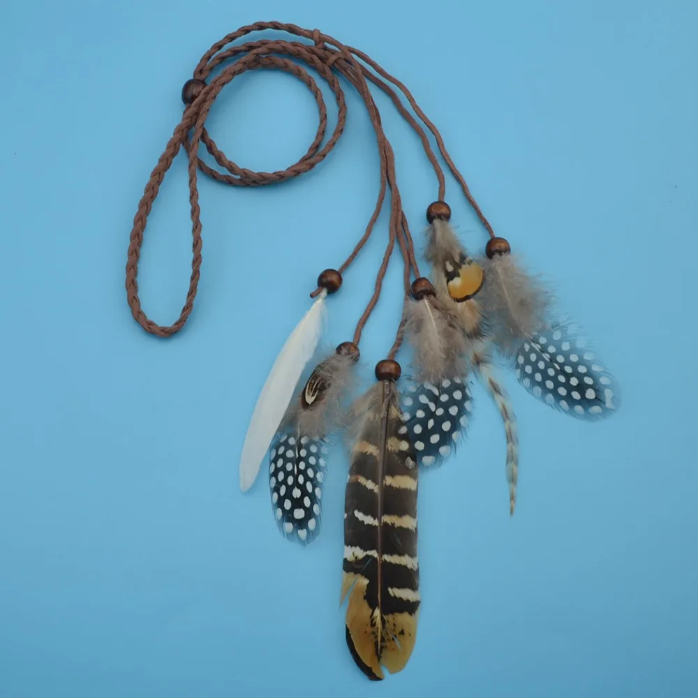 Повязка на голову с перьями в стиле бохо |