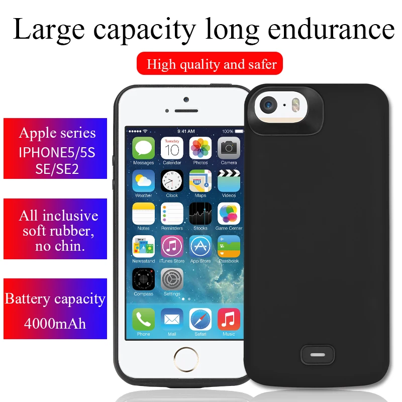 4000 мАч для iPhone5 5S SE чехол с запасным аккумулятором TPU мягкий аккумулятора|Чехлы аккумулятором| |