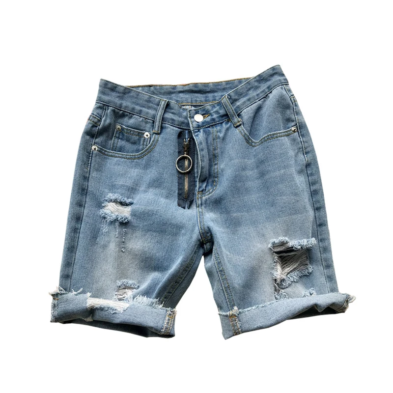 Новинка 2018 года прямые джинсовые шорты с супер дырками для подростков потертые