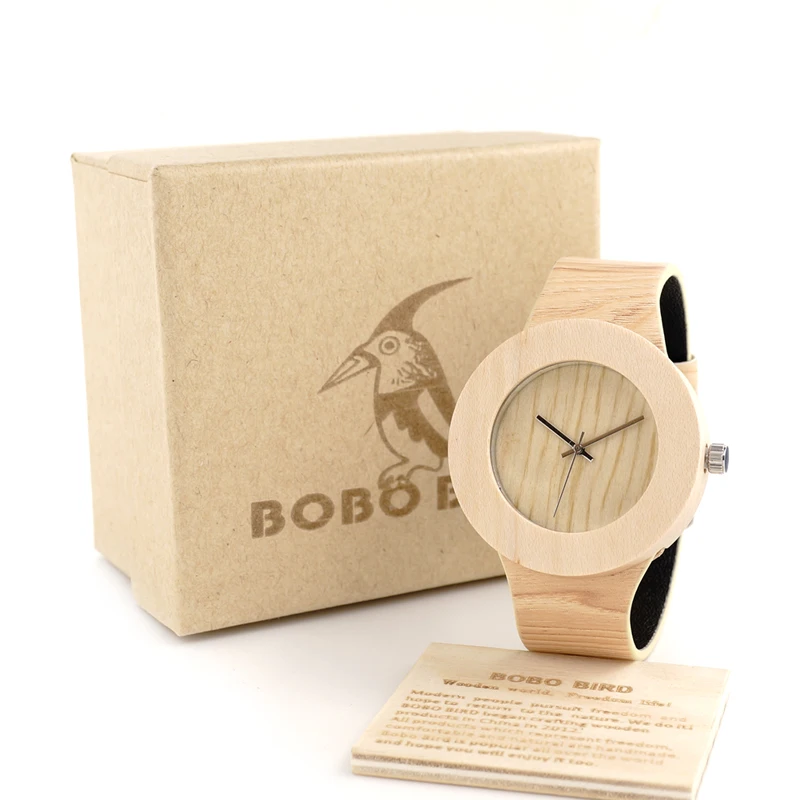 Роскошные Брендовые женские часы BOBO BIRD с кожаным ремешком деревянные для мужчин