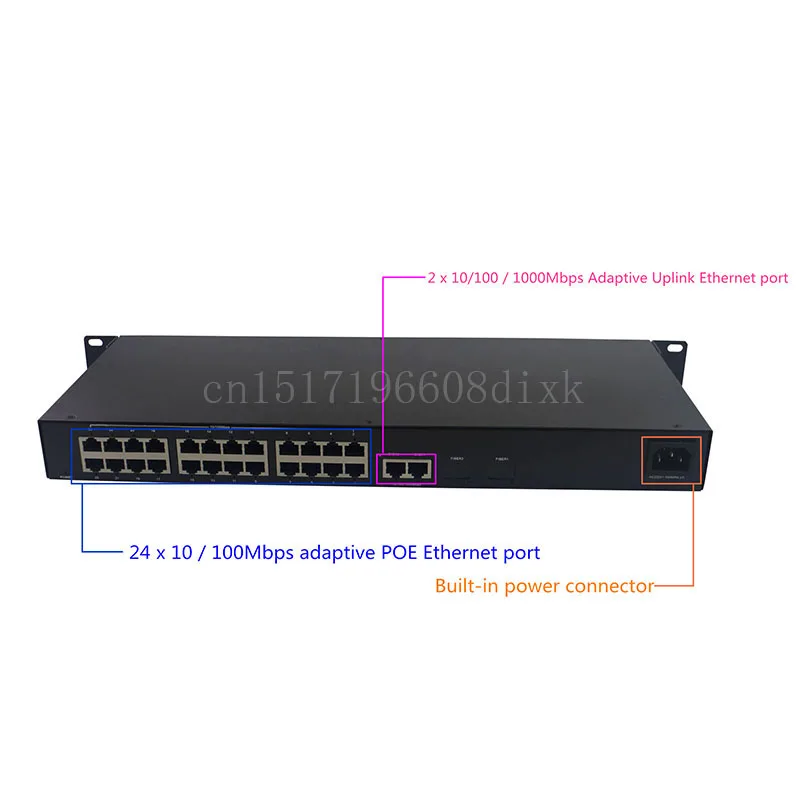 Коммутатор питания через Ethernet 24 порт 10/100 Мбит/с портовой POE и 2 Порт Gigabit uplink 48V ip