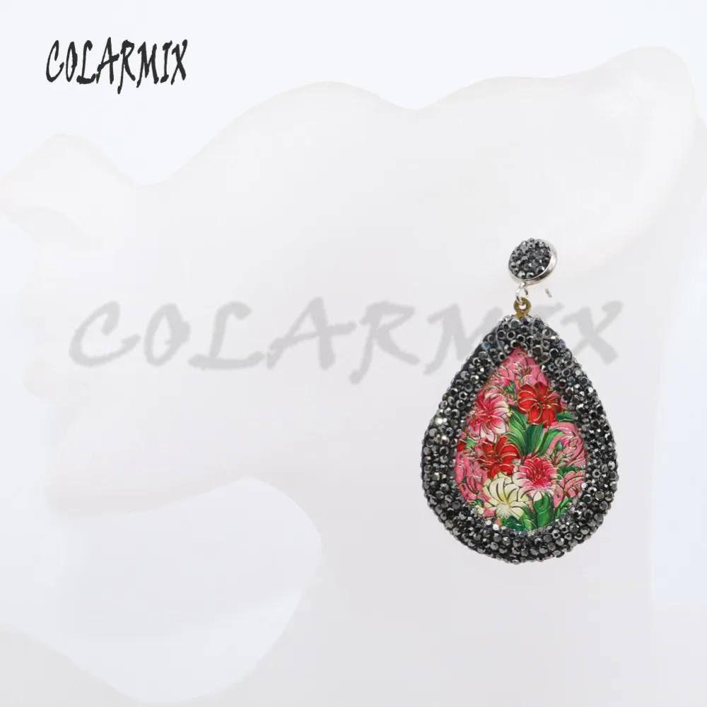 Висячие серьги цветочный узор Китайские стильные pave rhinestone модные украшения