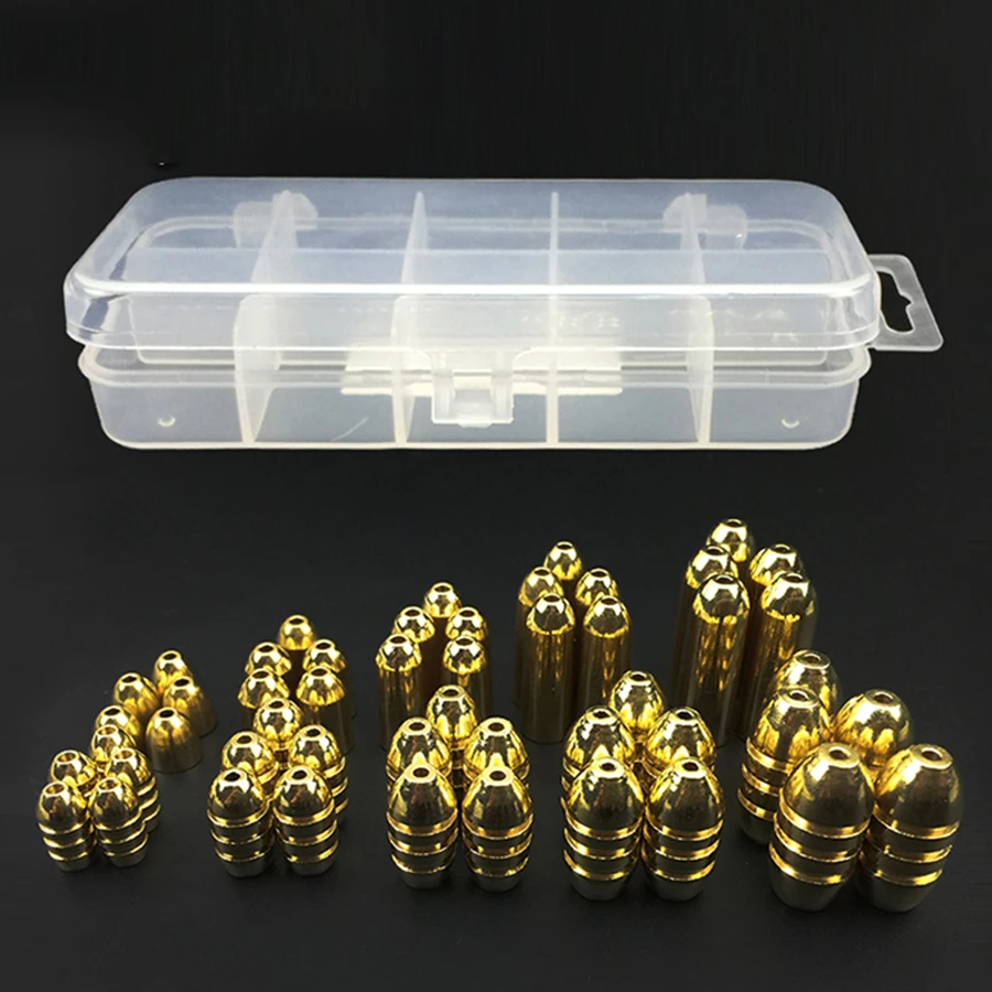50 шт. латунная Резьбовая свинцовая грузила форма в форме пули медные для рыбалки