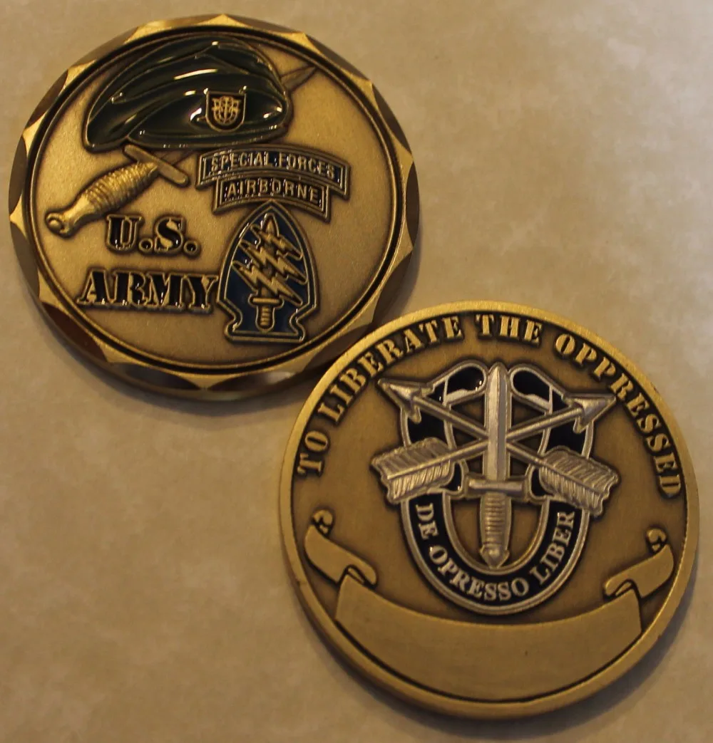 

24k gold plated Special Forces AIRBORNE Army Green Beret Challenge Coin,10pcs/lot Sample order free shipping