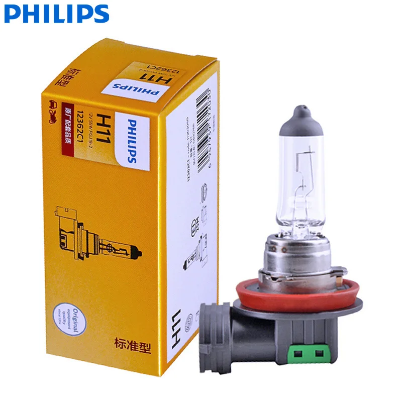 H11 Галогеновая лампа Philips Vision H1 H3 H4 H7 H8 H9 H11 9005 9006 9012 Стандартный оригинальными яркими светильник автомобильные галогенные лампы головного светильник OEM авто противотуманных фар, 1X - Испускаемый цвет: H11